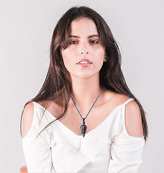 Crystal Necklace for Men Women Healing Crystal Stone Bar Pendant Necklace Adjustable Rope Necklace Natural Gemstone Necklace Jewelry โ image 5