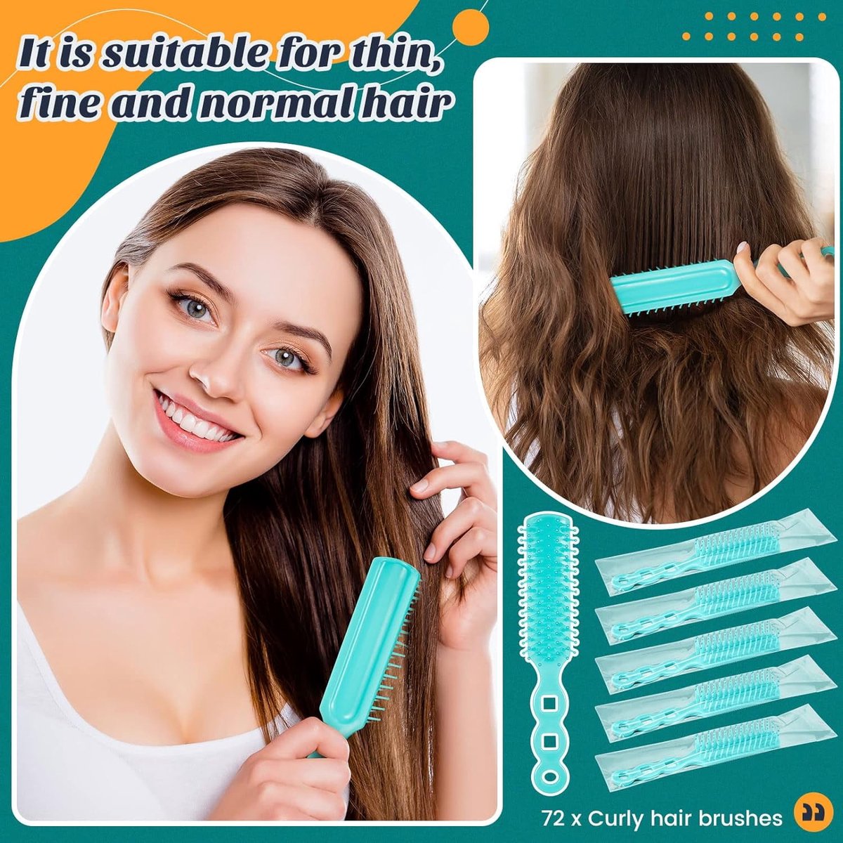 72 pcs Bulk Hair Brushes - Hair Brush Bulk Nylon Brush with Ventilated Hair Brush - For Curly Hair, Wavy Hair, Blow-Drying, Parting, Styling, Detangling Hair — image 2