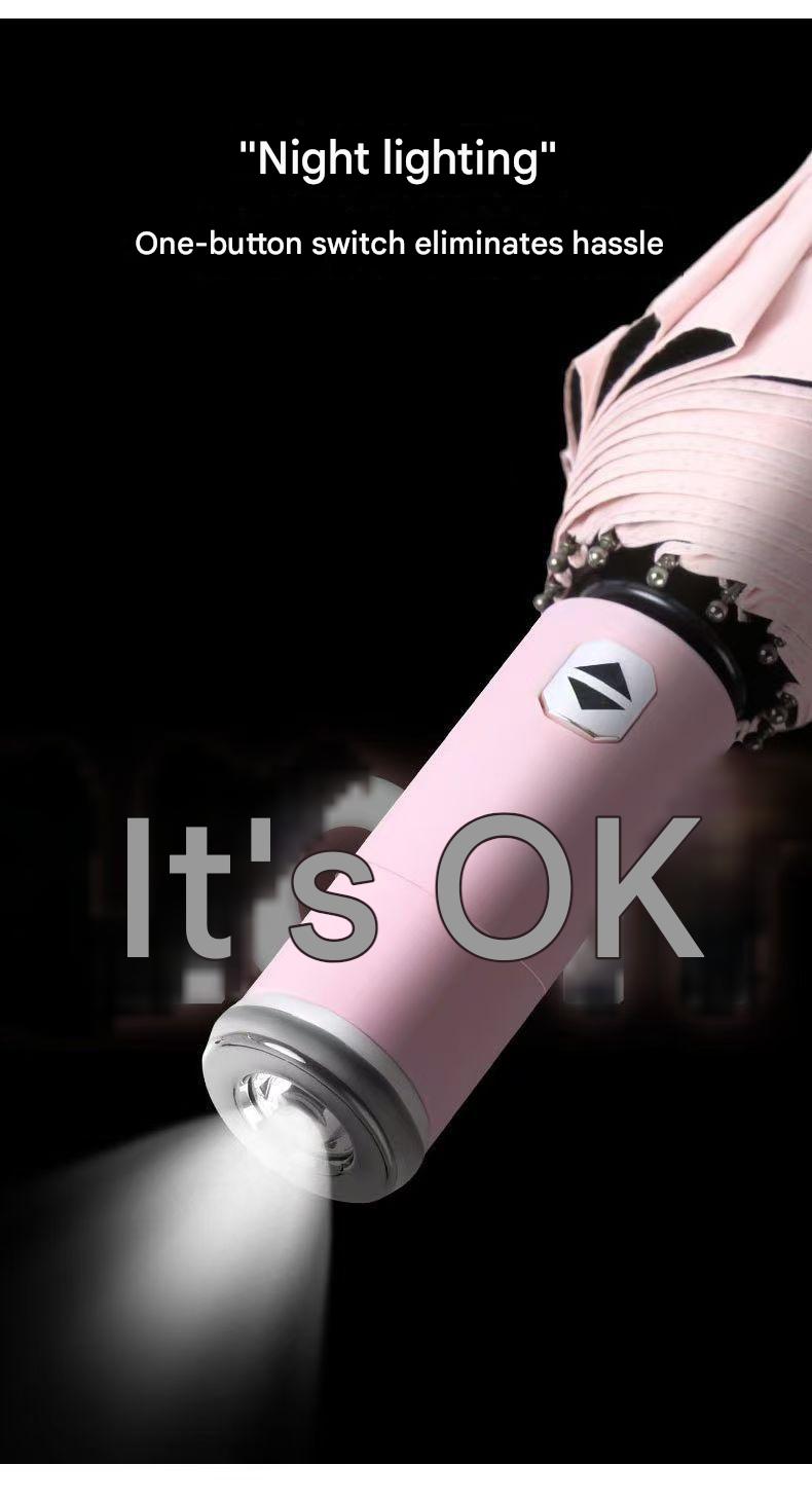 Pink Reinforced Black Coating Umbrella, featuring a 10-rib black steel frame for durability, approximately 106cm in diameter, lightweight and portable โ image 5