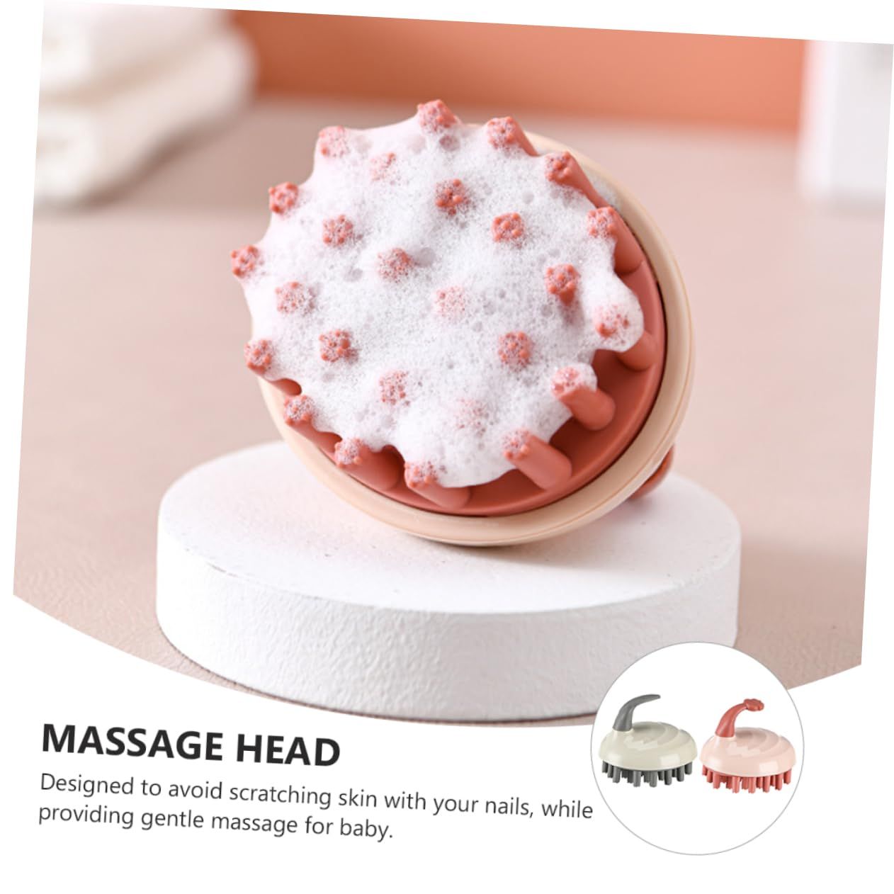 2pcs Head Massager,Scalp Massager, Household Silicone Shampoo Brush Hair Cleaner with Handle Does Not Hurt Dry Wet Head Shampoo Brush — image 5