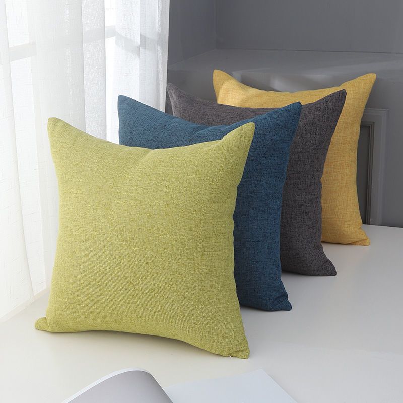 Le Su Cotton Linen Cushion Solid Color with Core 35# Indigo 40*60-single pillowcase — image 5