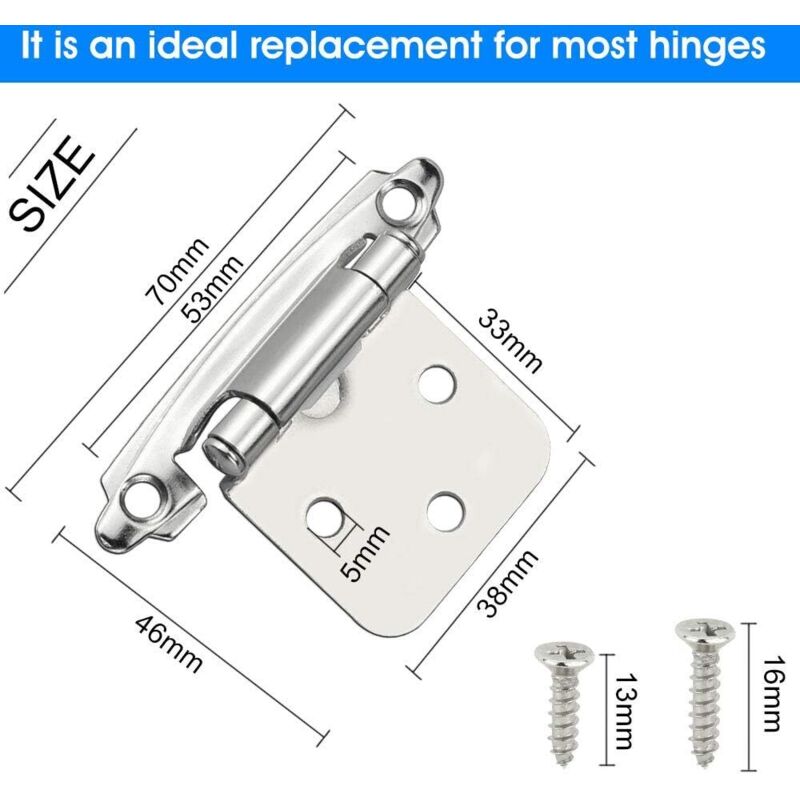 6 pcs Door Hinge Self Closing Hinge Cold ROlled Steel Material Spring Hinge With DAmper For Door Closet Shoe Cabinet — image 3