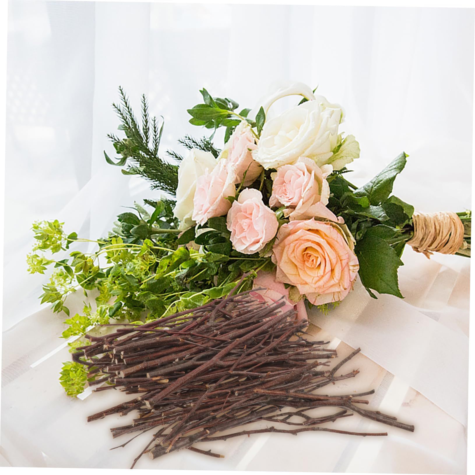 1 Set Twig Wood Tree Bark Rustic Forest Decor Popsicle Sticks Decorative Wood Stick Natural Log Sticks Wood Log Sticks Log 10cm — image 2