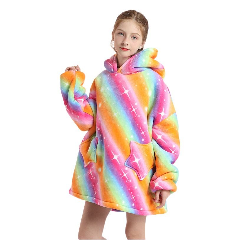 Childrens Cartoon Flannel Hooded Blanket Polyester Children's cold clothing Black Cat All yards — image 2