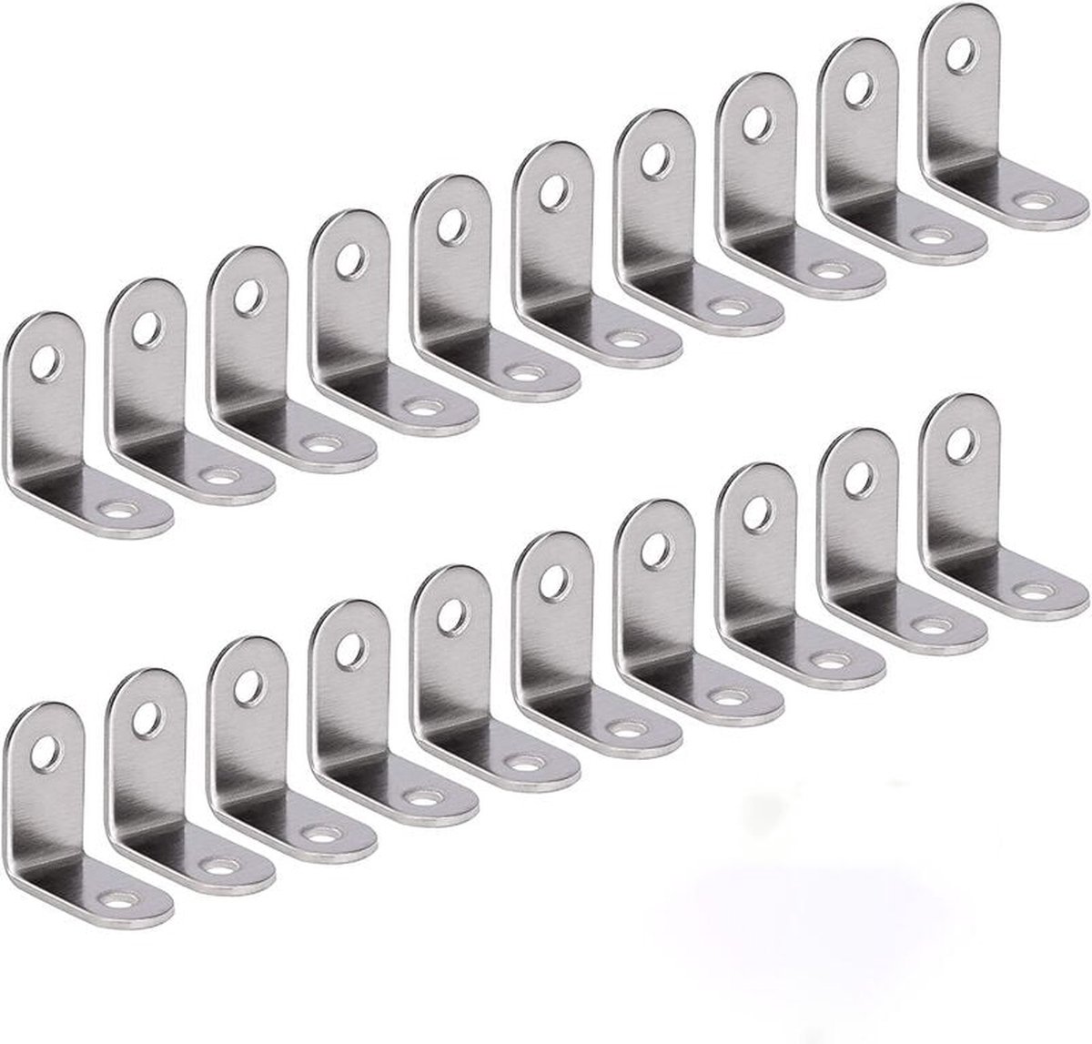 Corner connectors - 20 pieces - 30 x 16 mm - corner brackets - Reinforcement angle - Corner anchors - Stainless steel - Silver - L-shaped - 90 degree