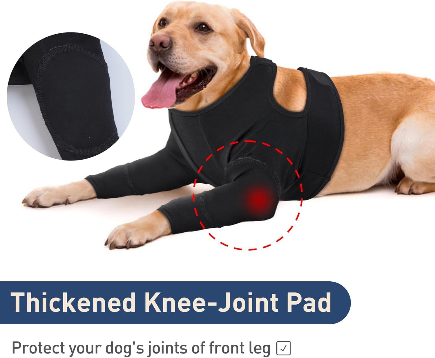 Dog Recovery Suit for Front Legs, Adjustable Dog Leg Sleeves to Stop Licking, Dogs Elbow Braces Protector for Leg Injuries Shoulder Wound,Black,L โ image 3
