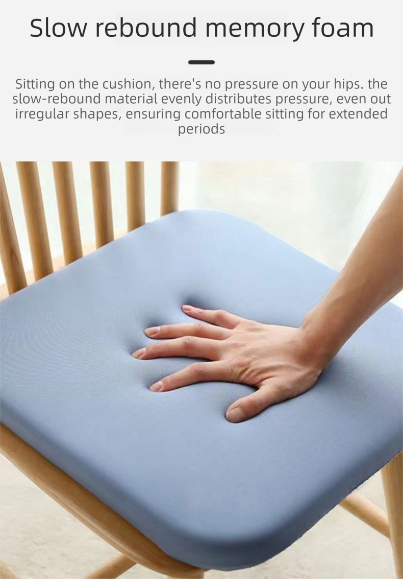 Light Blue Memory Foam Seat Cushion - 45 x 4.5 cm Polyester Cover, Removable Washable Cover, Portable Office Chair, Student, Dining Chair and Car — image 5