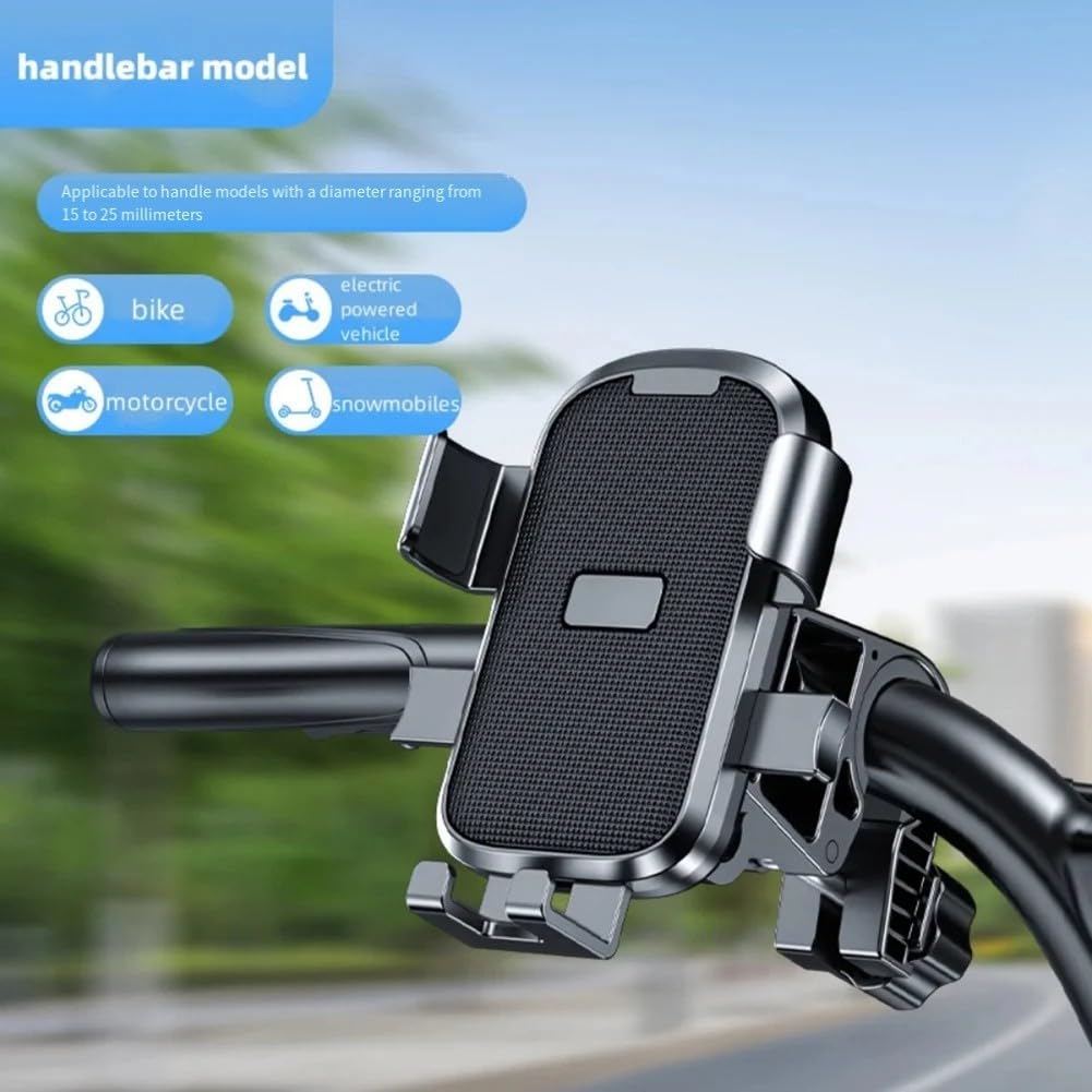Universal Bicycle Phone Holder with Shock-Resistant Clamp and 360 Degree Rotation for Bikes, Scooters and Motorcycles, Black — image 3