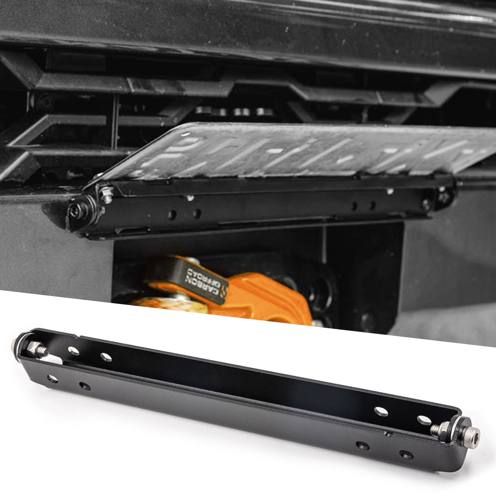 Flip-Up License Plate Frame Holder – 120° Rotation Stainless Steel Number Plate Bracket, Foldable Off-Road Winch Accessory, Rustproof-Black — image 4