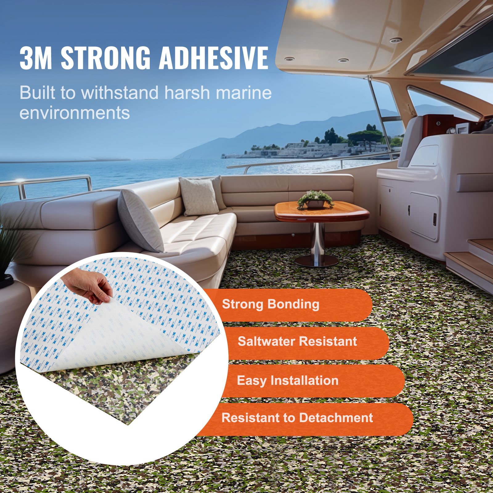 Boat Flooring, EVA Foam Boat Decking 94.5" x 35.4", Non-Slip Self-Adhesive Flooring, 23.2 sq.ft Marine Carpet for Boats, Yacht, Pontoon, Kayak Decking — image 3