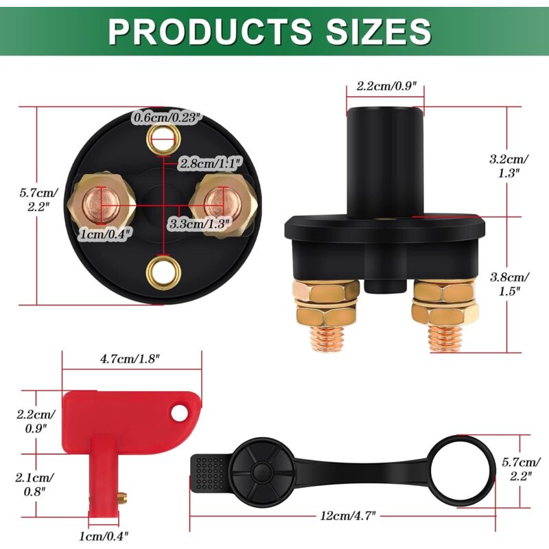 Isolator Switch 12V/24V Battery Isolator Disconnect Max 200A For Car, Truck, Boat, Vehicles Power Cut Off Kill Switch — image 3