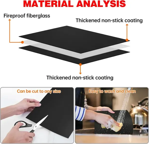 5 Pack BBQ Grill Mats, Non-Stick Reusable Teflon Sheets for Gas, Charcoal and Electric Grills or Ovens, Black, 40 x 33 cm โ image 4