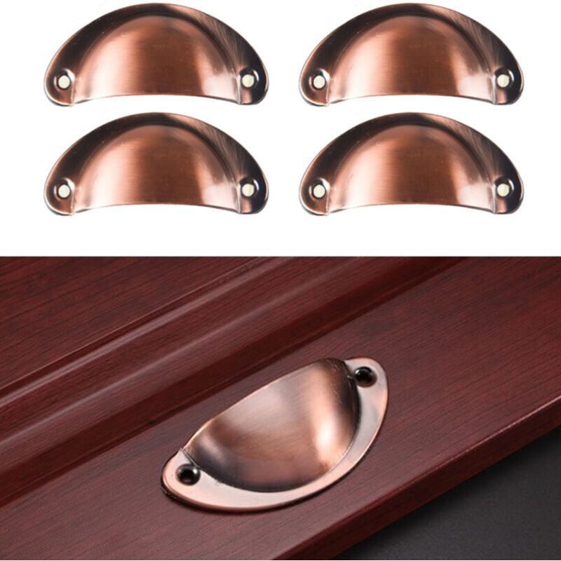 10 Pcs Red Copper Vintage Shell Handles for Drawer Cabinet, 8.2 x 3.5 cm — image 2