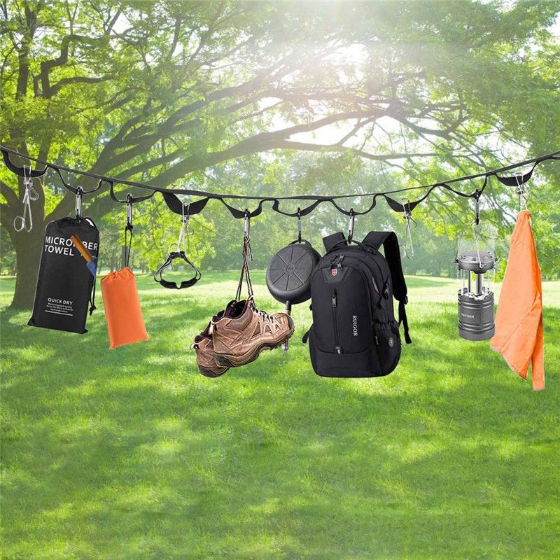 20FT Campsite Storage Strap with 19 PCS Buckles, Portable Hanging Rope for Camping, Hiking, Outdoor Tent Accessories โ image 3