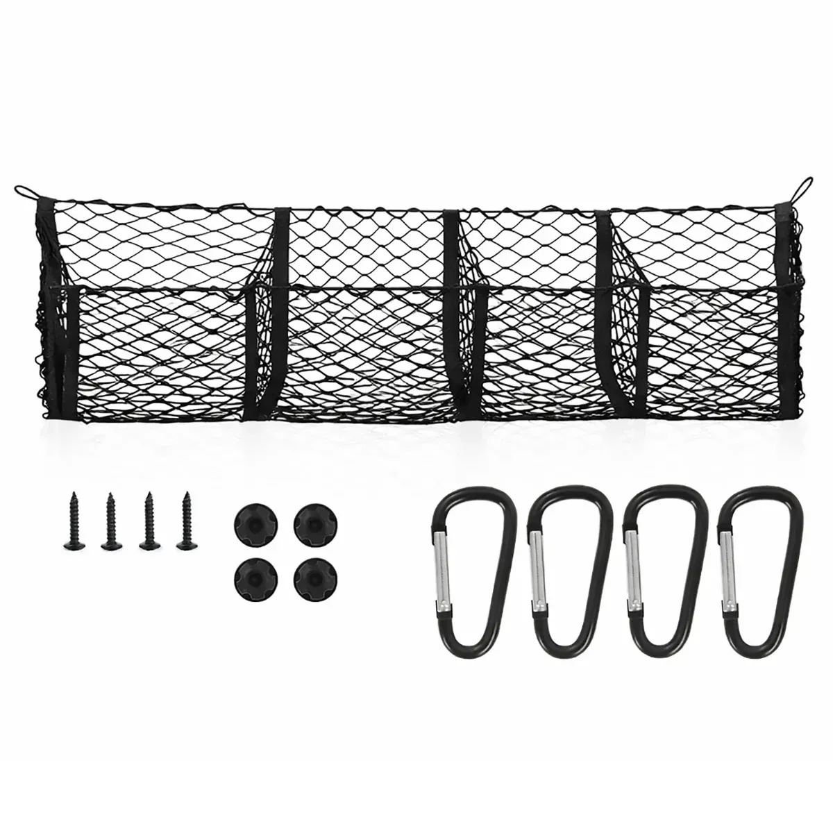 Trunk Cargo Net Bag Stereo Boot Storage Organiser SUV Pickup 4 Compartment 150cm โ image 2