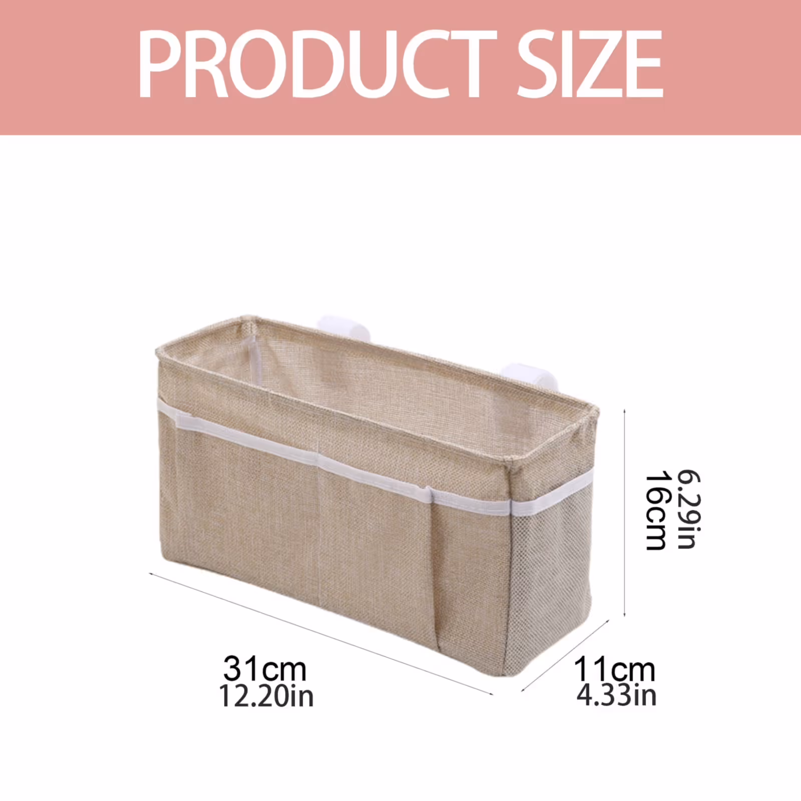 Bedside Caddy, Bedside Storage Bag Hanging Organizer for Bunk and Hospital Beds,Dorm Rooms Bed Rails,Can be Placed, Dark Grey, 31 × 11 × 16 cm — image 2