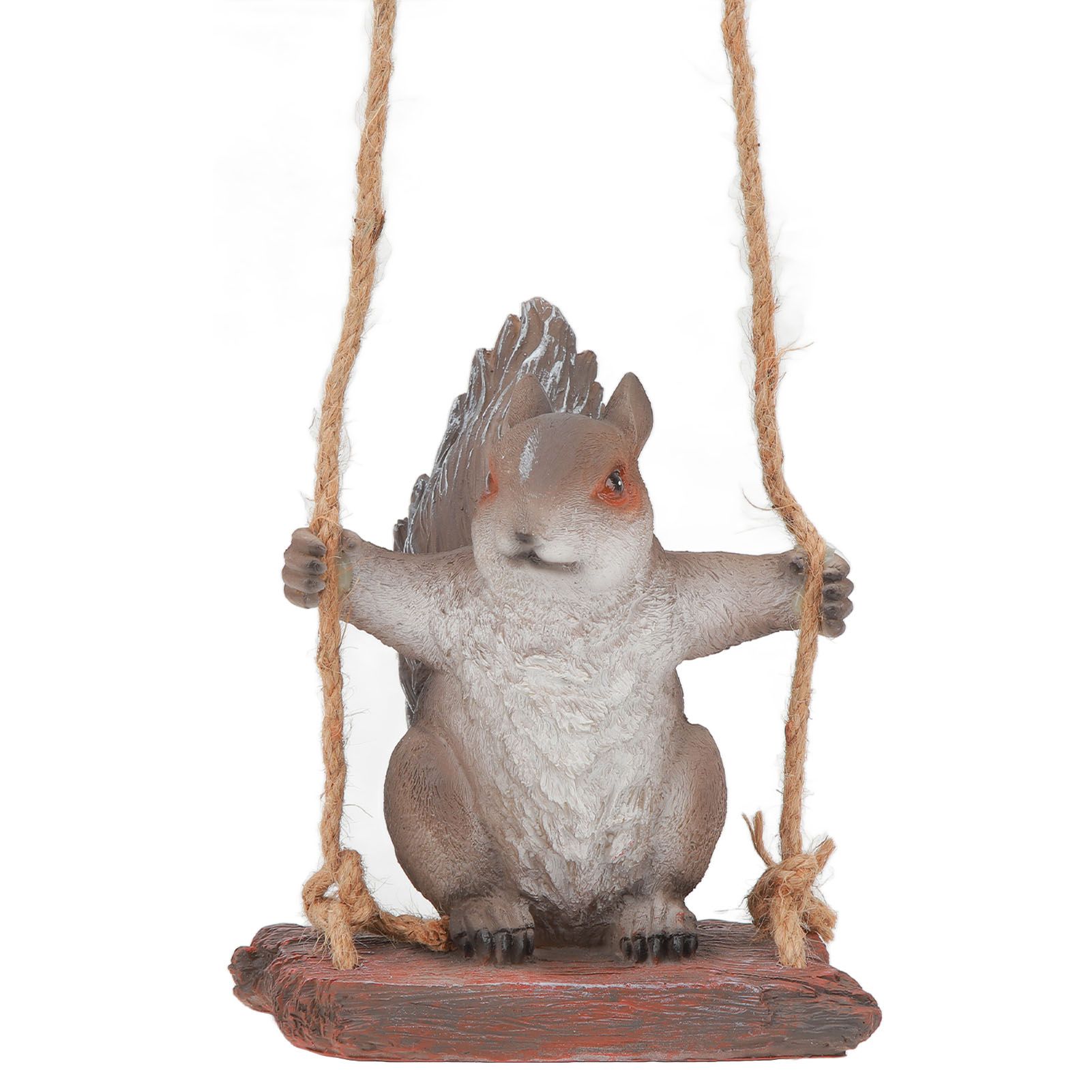 Hanging Squirrel Statues Garden Decor Cute Swing Squirrel Sculpture Outdoor Patio Ornament Animal Resin Figurine Grey Brown — image 4