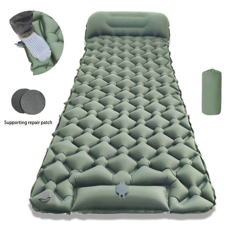 Camping Inflatable Mattress Breathable Camping Mattress Nylon Fabric Inflatable - navy blue - Size 190cm โ image 3