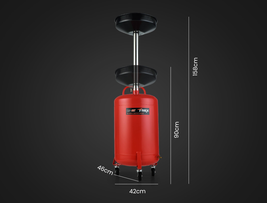 T-REX 60L Mobile Waste Oil Drainer Tank, Telescopic, for Car Engine, Workshop โ image 2
