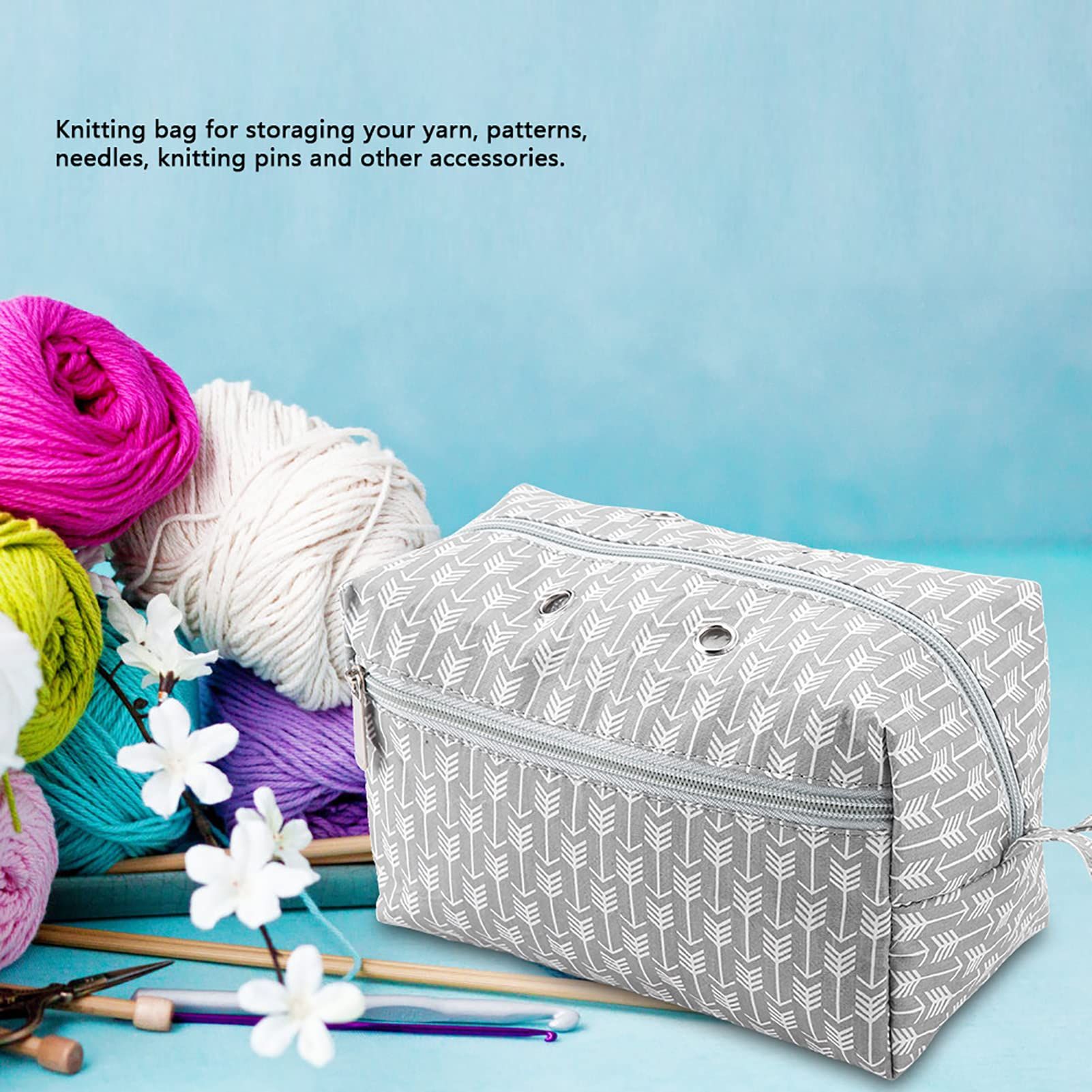 Large capacity yarn storage bag, handbag, portable crochet hook storage bag, wool ball crochet needles, unfinished knitting tools — image 4