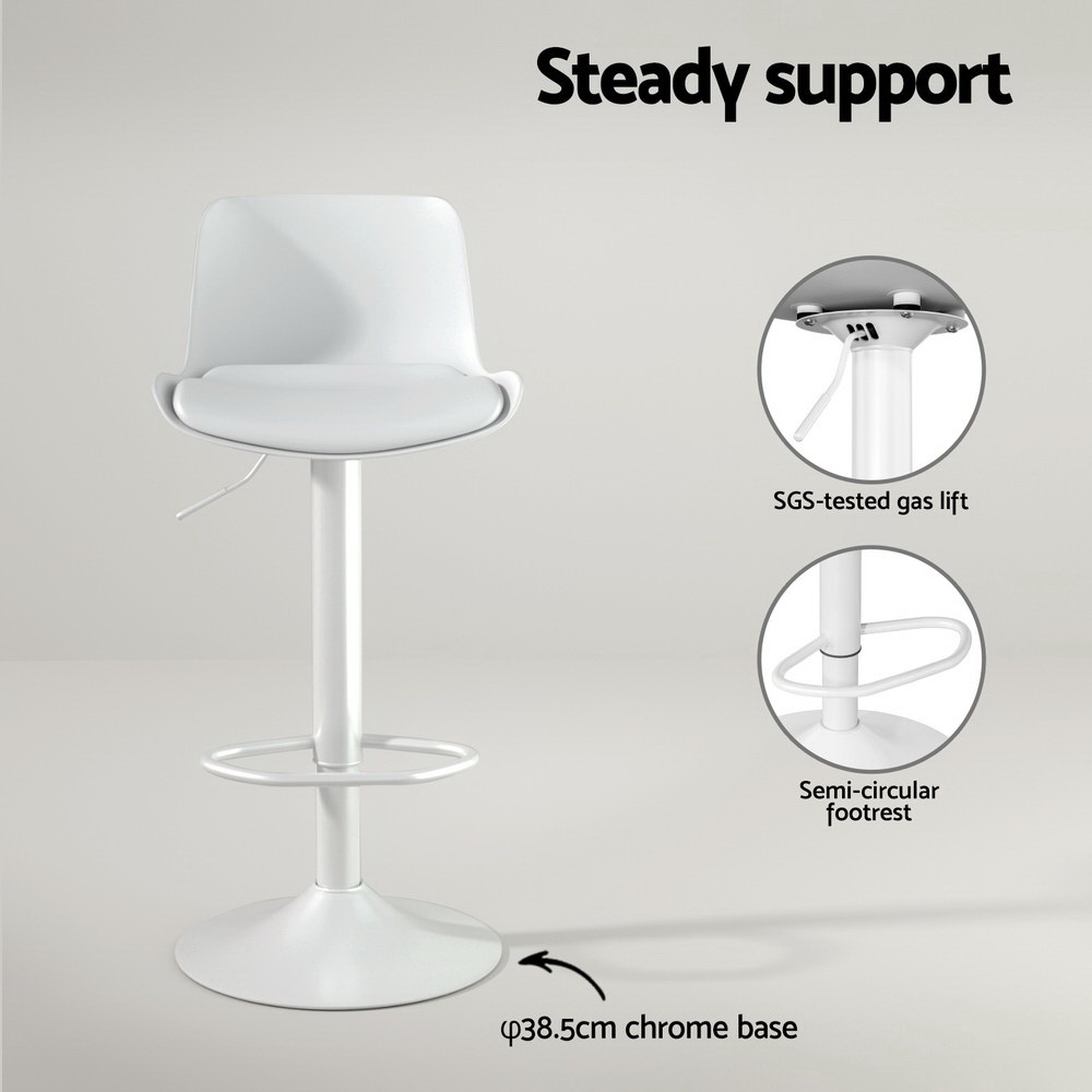4x Artiss Bar Stools Kitchen Swivel Gas Lift Stool Leather Dining Chairs White — image 5