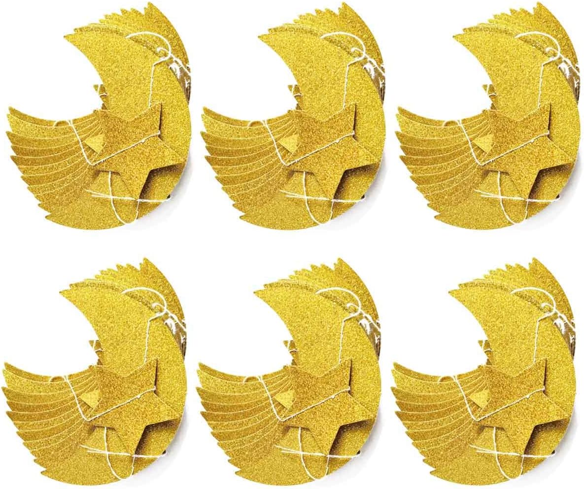 50ft Glitter Moon & Stars Garlands, 6 Pack Gold Double-Side Crescent and Twinkle Paper Hanging Decorations for Birthday Party Baby Shower Engagement Wedding — image 6