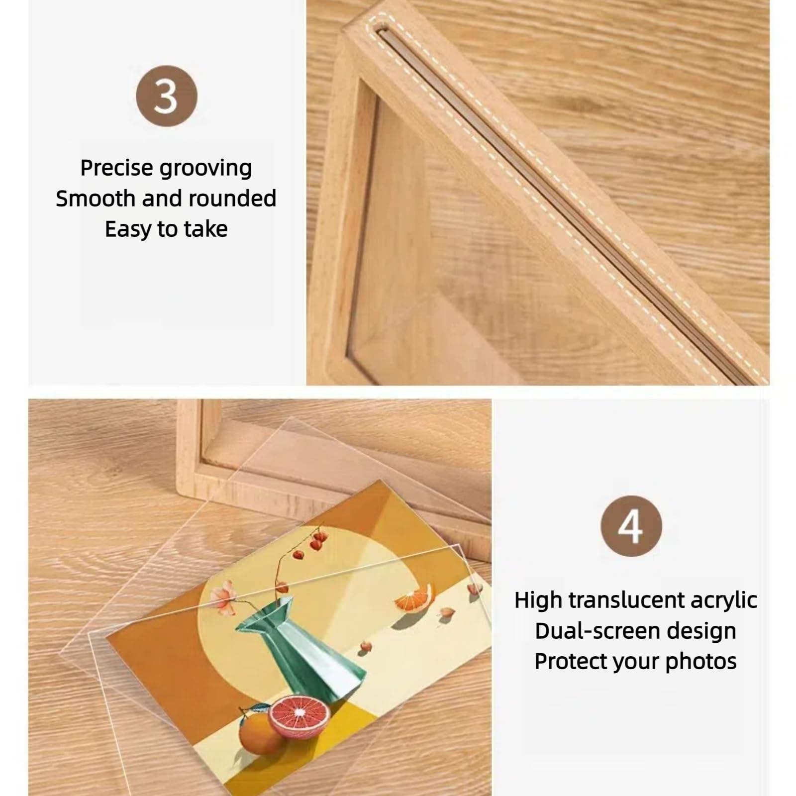 Photo frame - 3D photo frame - Wooden photo frame - Bedroom decoration - Living room decoration - Christmas decoration for indoors - Wooden - Transparent - 2 — image 3