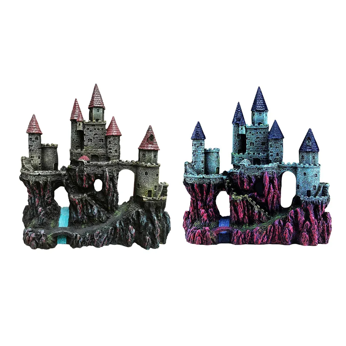 Aquarium Castle Ornament Fish Tank Decoration Medieval Style Resin Decor Home - B — image 3