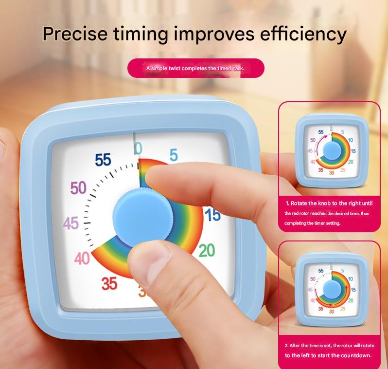 Blue Visual timer for kitchen – a 60-minute rainbow countdown timer, silent operation, suitable for cooking, studying, and everyday tasks. Battery powered — image 3
