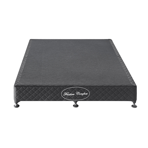Mattress Base Ensemble Double Size Solid Wooden Slat in Black with Removable Cover — image 2