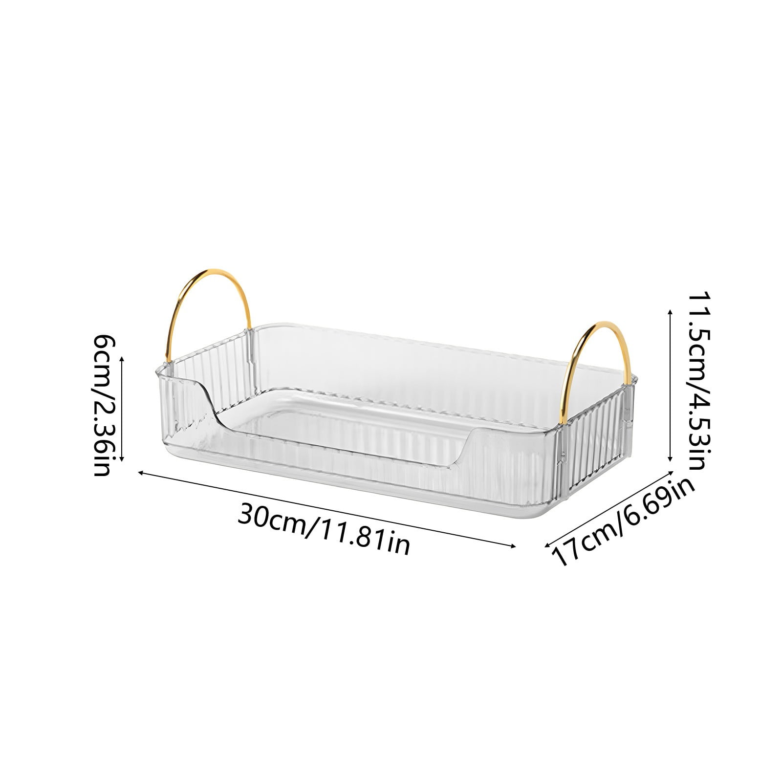 Bathroom Organizer Countertop, Vanity Tray for Skincare Makeup, Counter Organizer, Transparent Ribbon Handle Storage Rack, for Cosmetics, Toiletries, Lotions — image 3