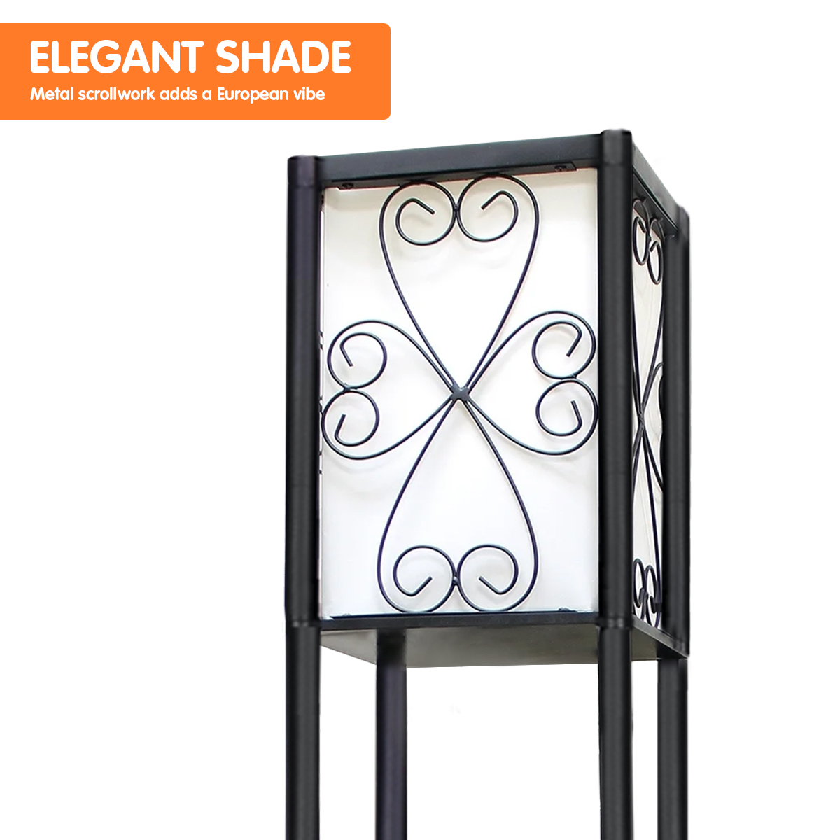 Sarantino Metal Etagere Floor Lamp with Wine Holder Shelf โ image 4