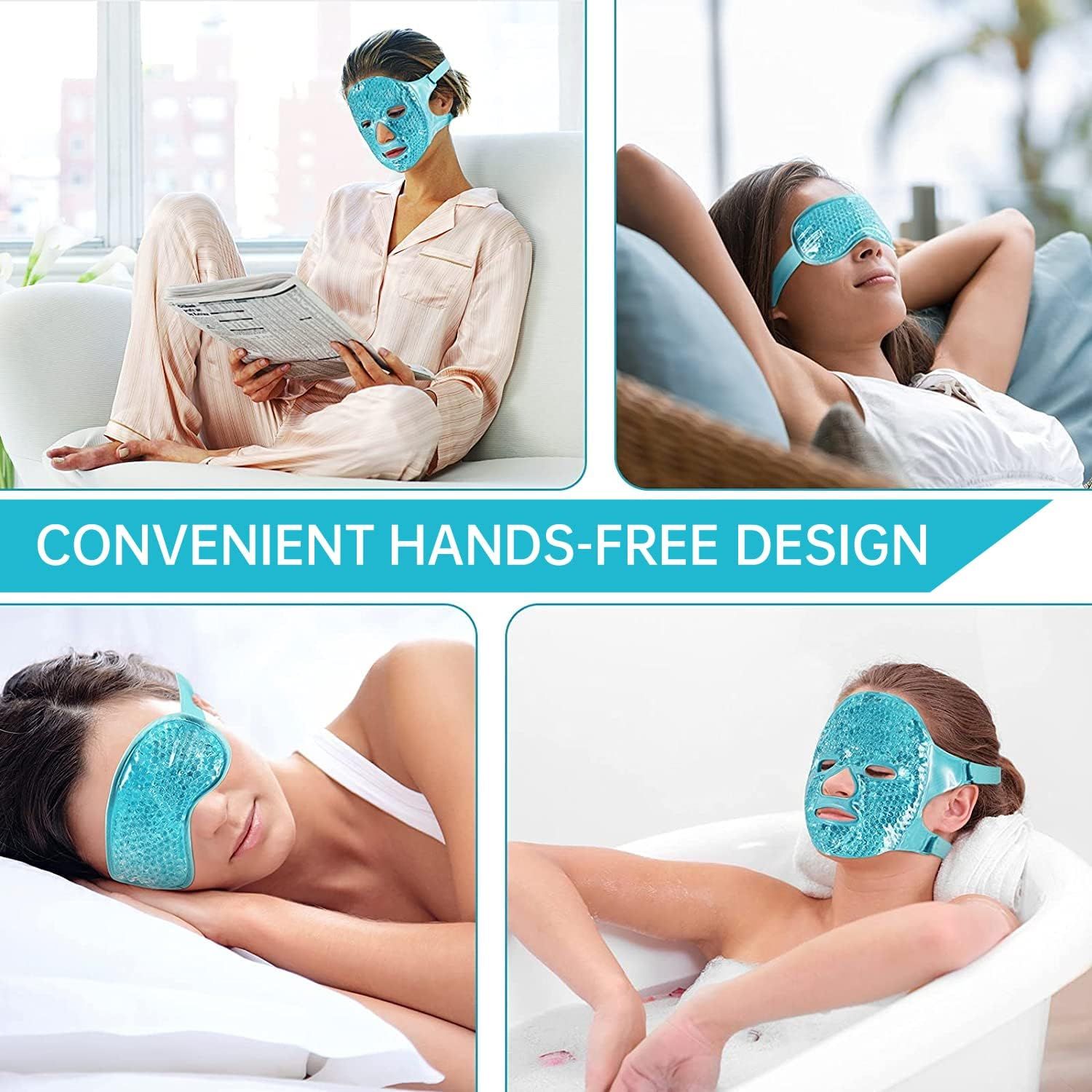 Ice Face Mask Reusable and Cold Gel Eye Mask for Puffiness/Dark Circles/Eye Bags, Ice Pack for Eyes & Face (Blue) — image 4