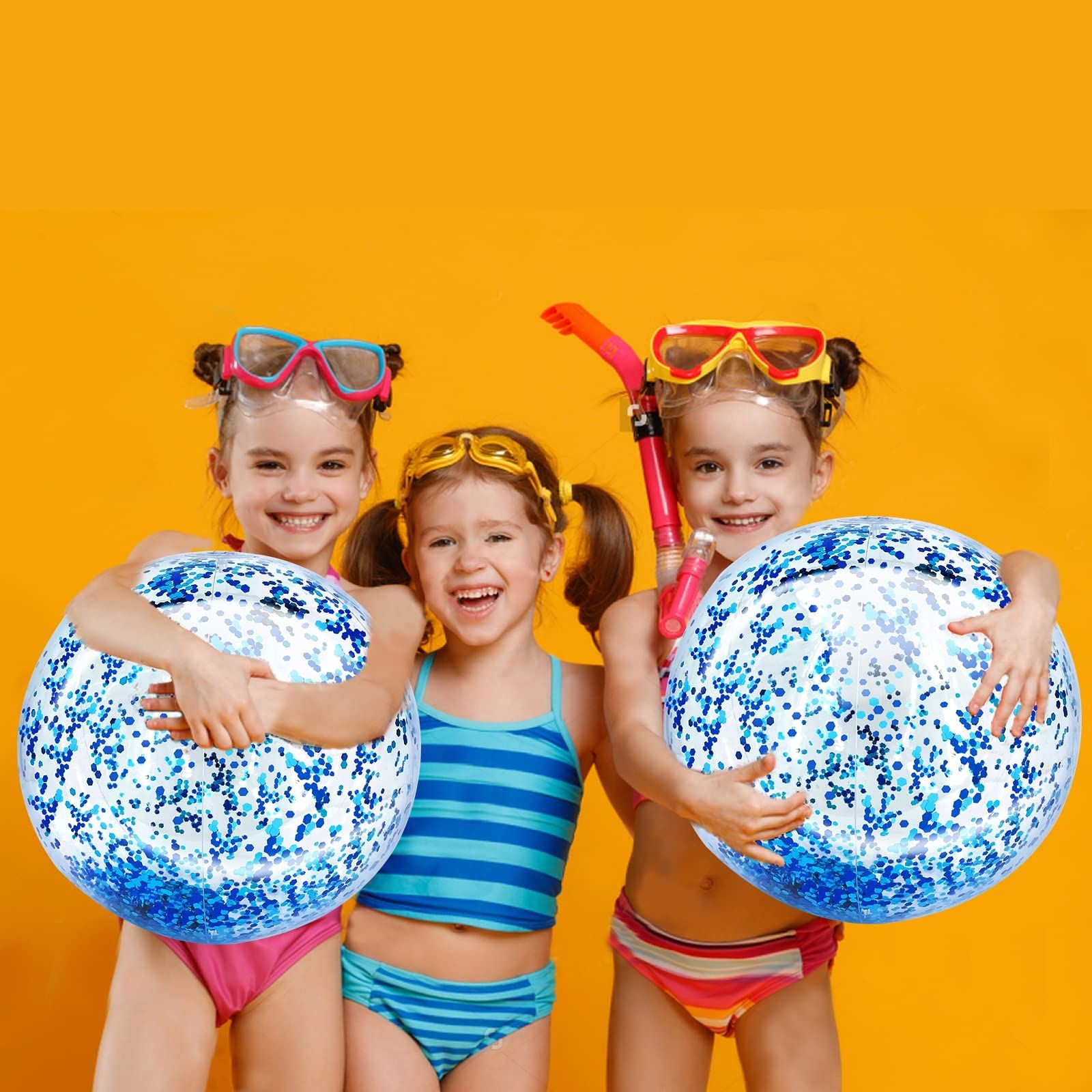 6 Pcs 23.6 Inch Jumbo Sequins Beach Ball Pool Toys Balls Glitters Inflatable Clear Beach Ball Swimming Pool Water Beach Toys Outdoor — image 3