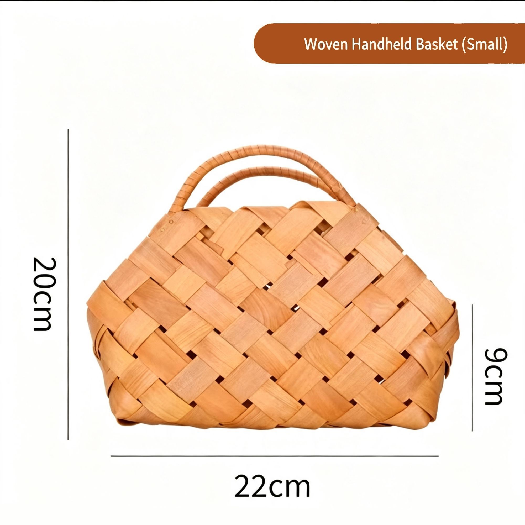 Handwoven Wooden Chip Handheld Decorative Basket, Dessert Storage Holder, Indoor Flower Ornament, Ideal for Christmas Halloween Scene Decoration, Small Size
