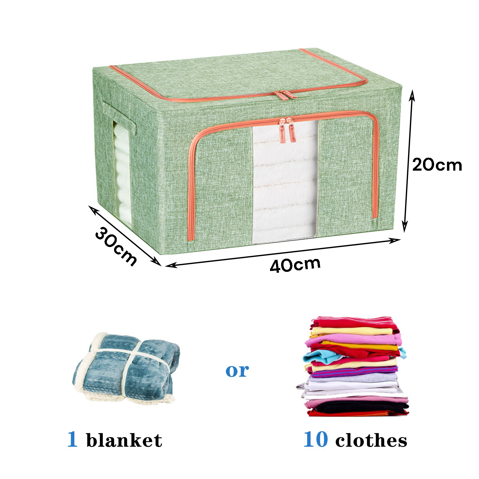 24L Cloth Storage Box Closet Organizer Storage Bags Clothes Storage Bags Wardrobe Organizer Idea GREEN — image 2