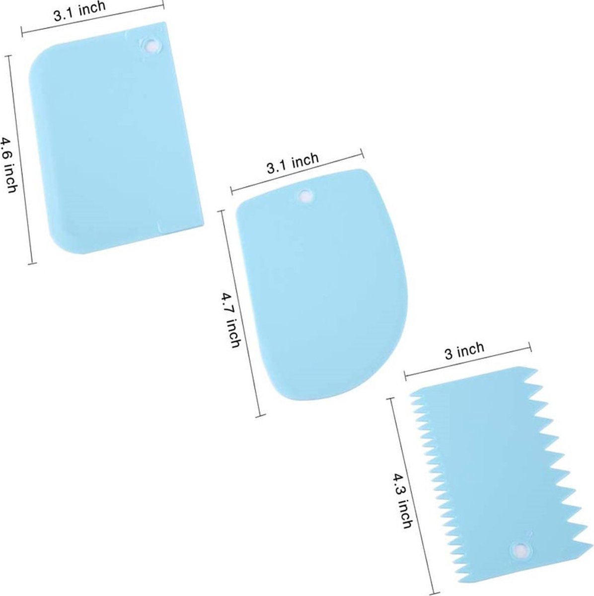 Dough Scraper | Cake Scraper | Dough Cutter | Dough Scraper | 3-Piece | Blue — image 5