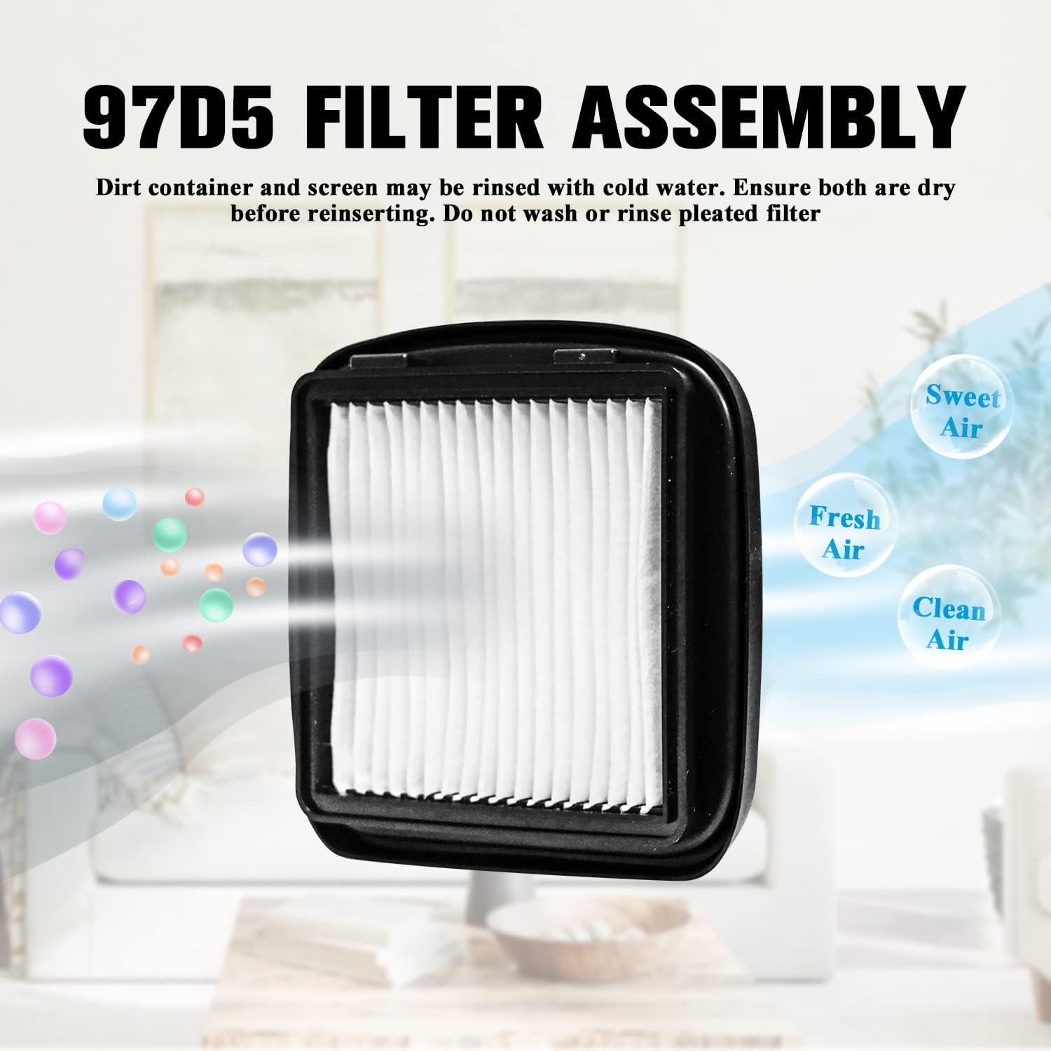 97D5 Pet Hair Eraser Filter Replacement for Bi-ssell Pet Eraser Corded Hand Vacuum 33A1B 33A1 33A1W 27K6, Replaces Part # 203-7416 203-1432 2031432, 4 Pack & 1 — image 2