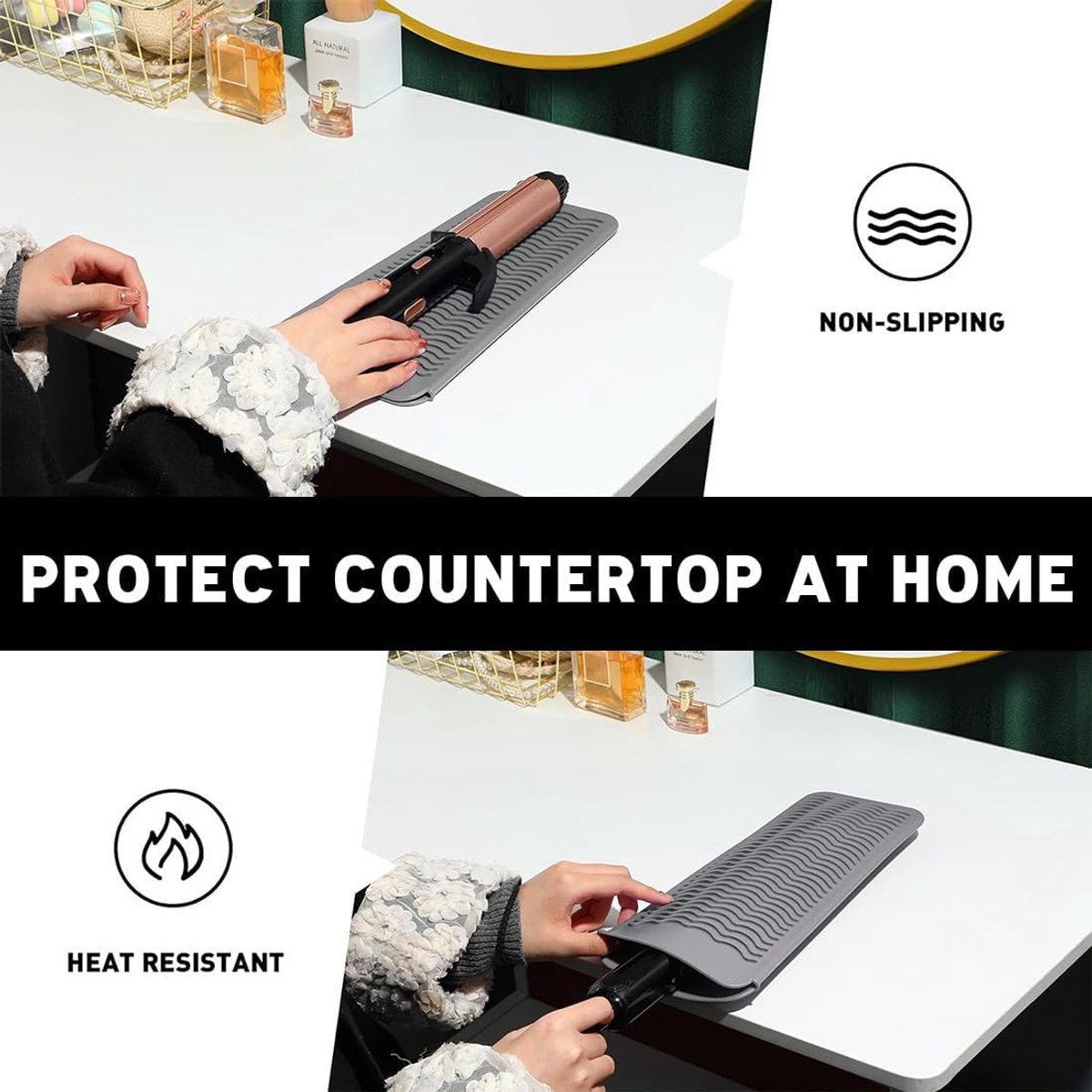 Heat-resistant mat - Heat-resistant pads - Heat mat - Silicone case - Silicone protective pads - Curling iron mat - Straightener mat - storage bag - storage — image 6