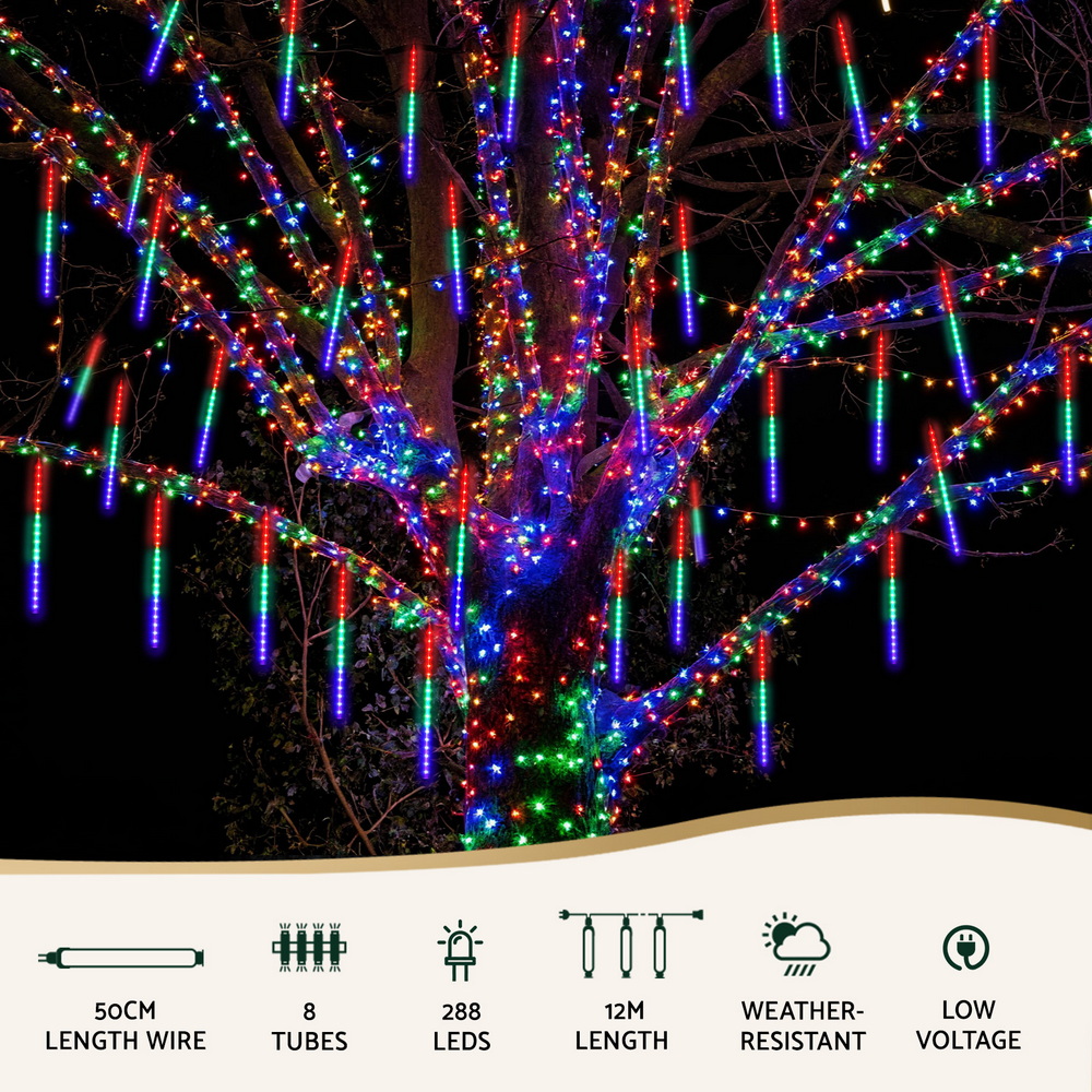 Jingle Jollys 7M Christmas Lights Shower Light 288 LED Icicle Falling Metor — image 4