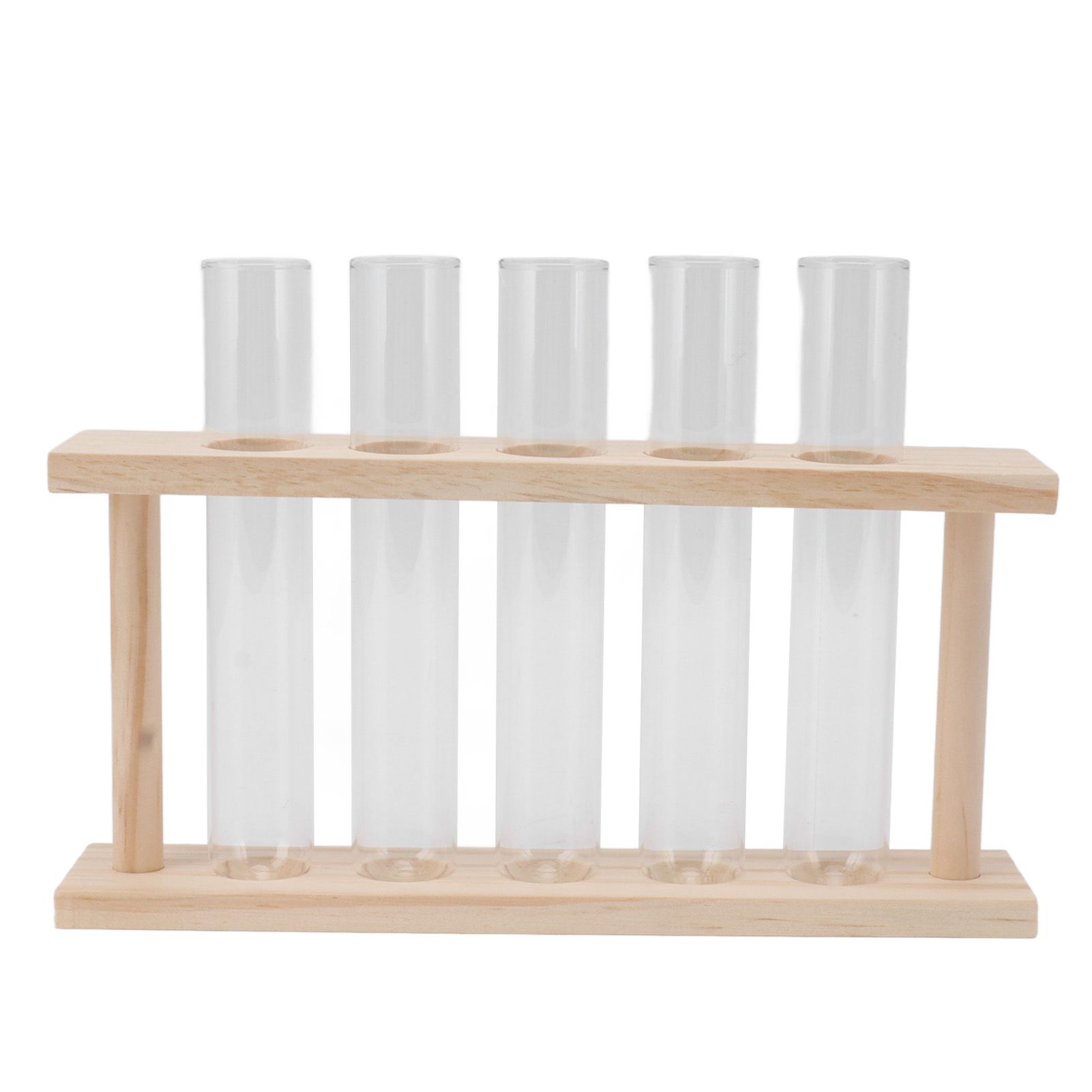 5 Test Tube Plant Terrarium Transparent Observe Growth State Plant Terrarium with Wooden Stand Water Plant Holder — image 2
