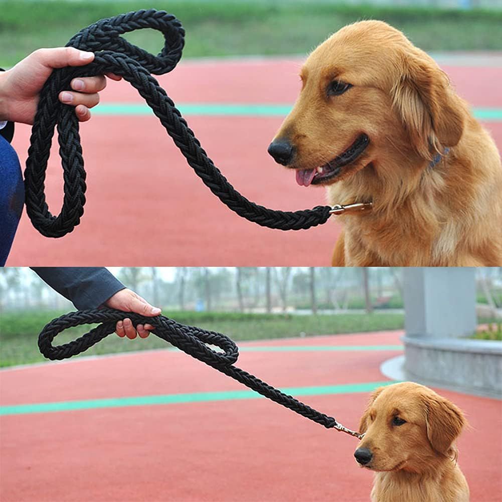 Dog collar and rope, heavy-duty nylon braided rope, sturdy dog collar, suitable for training and walking of small, medium and large dogs (black) — image 4