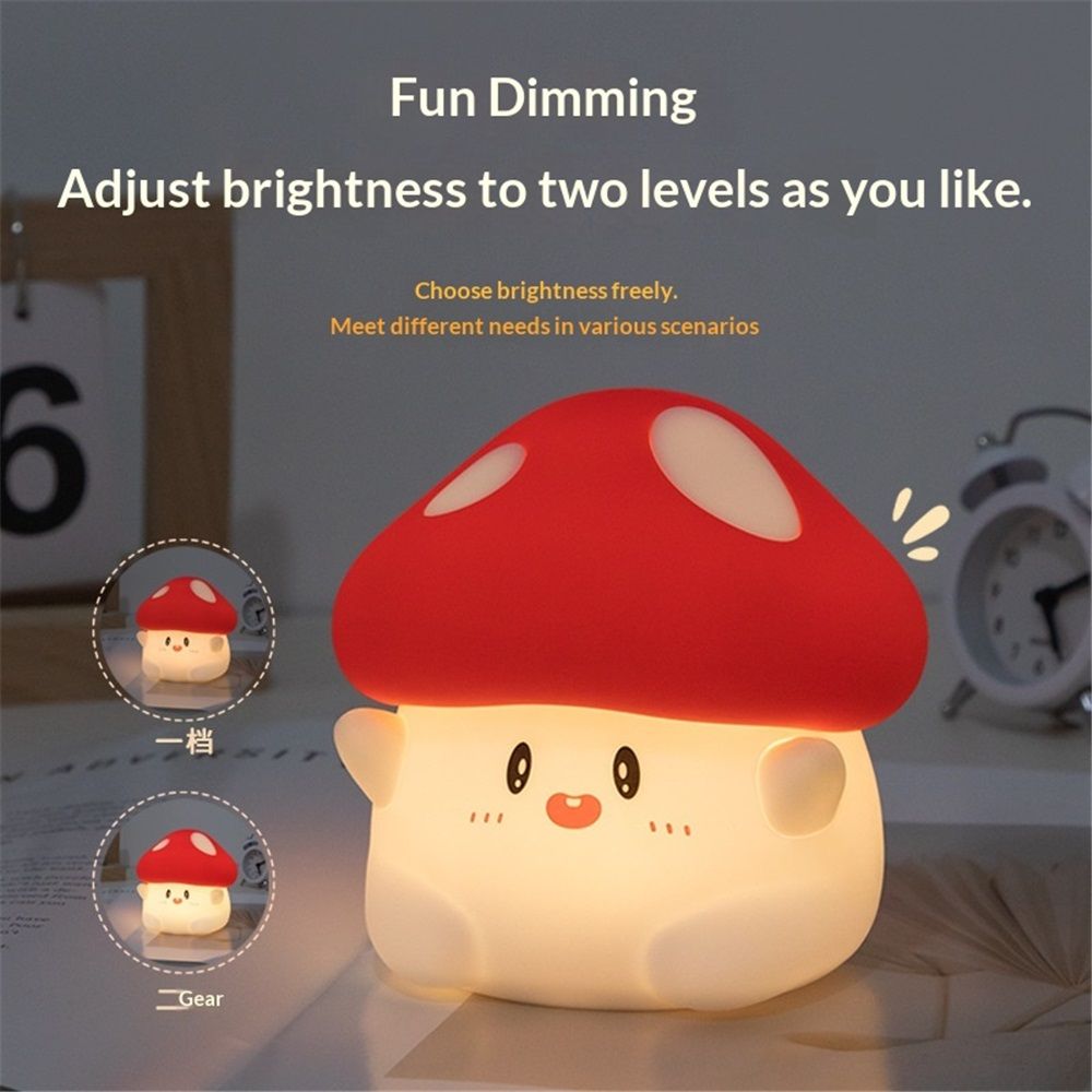 LED Mushroom Silicone Night Light Soft Sleeping Nursery Night Light Dimmable Timer Rechargeable Lamp Room Decor Baby Bedside Lamp — image 3