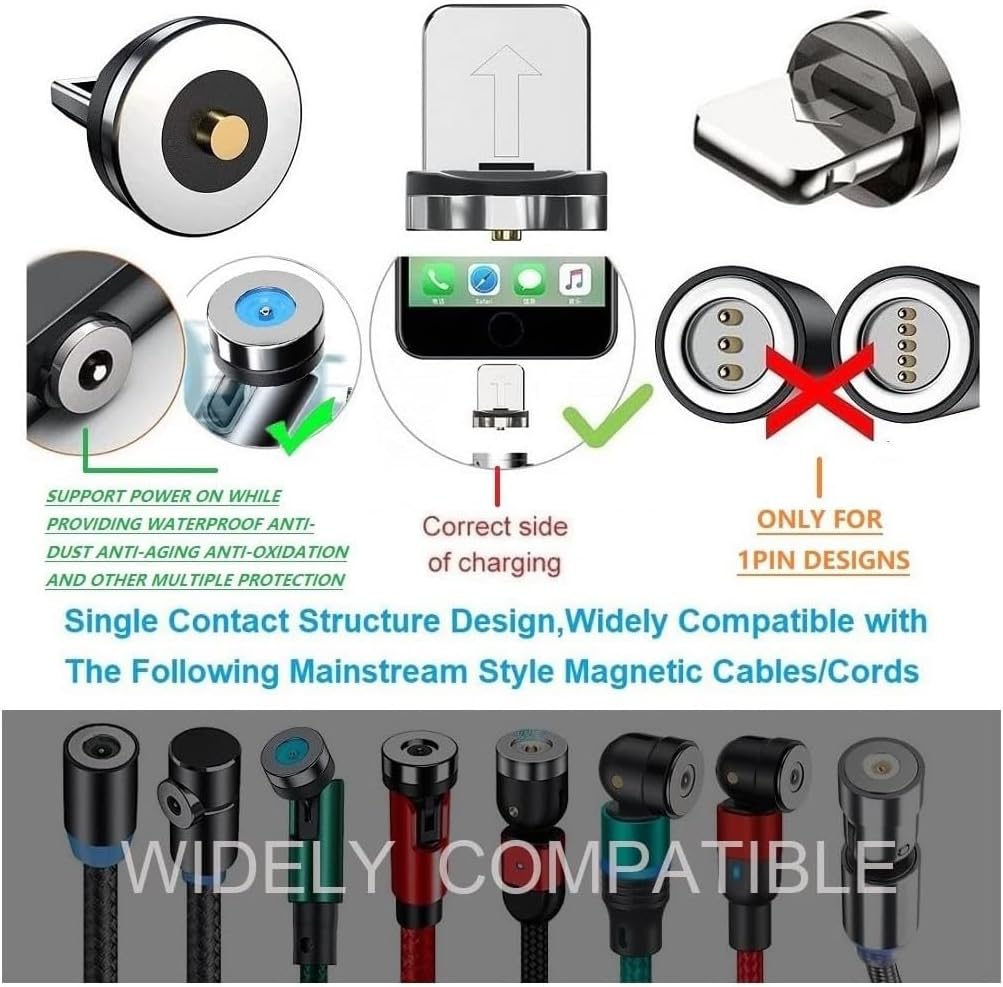 Magnetic Charging Tips lPhone 15pcs,1Pin 360° Rotate Connector Adapters for iOS-Lightlng Ports Series,Just Plugs to Charging/Water-dustproof/antioxidant — image 4