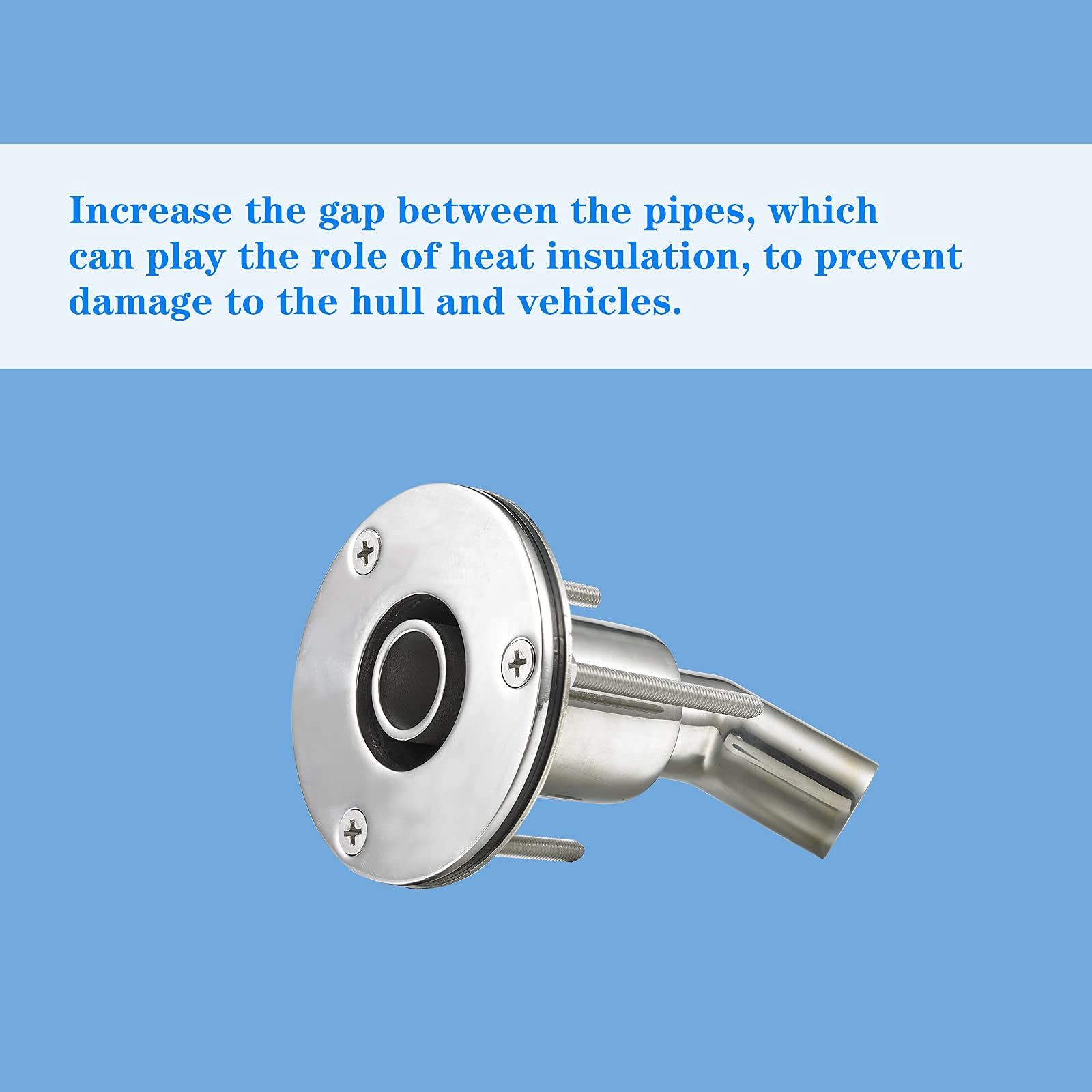Hull Exhaust Fitting, Fit for Inner Diameter Hose Pipe, Stainless Steel, with Bolts and Nuts โ image 4