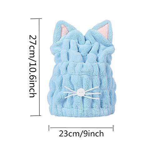 2Pcs Ultra Absorbent Hair Quick Drying Towel Microfiber Hair Dry Wrap Turban Cute Cap Bath Tool Hat for Women Girls โ image 3