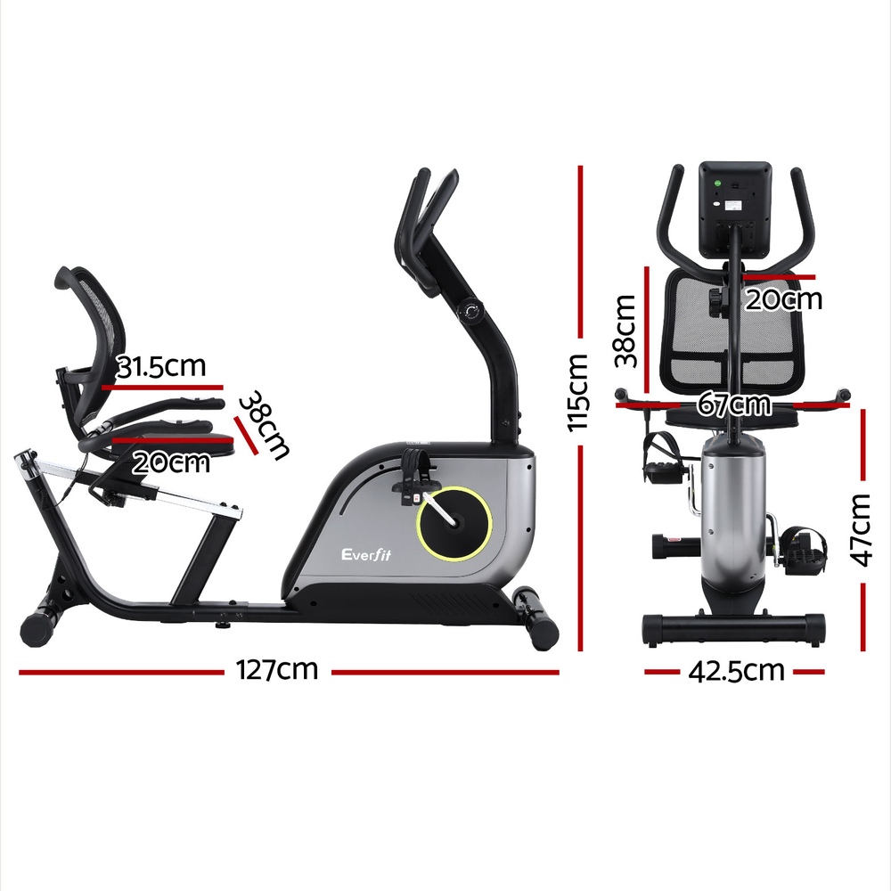 Everfit Recumbent Exercise Bike Magnetic Cycling Mesh Chair 120kg Loading — image 2