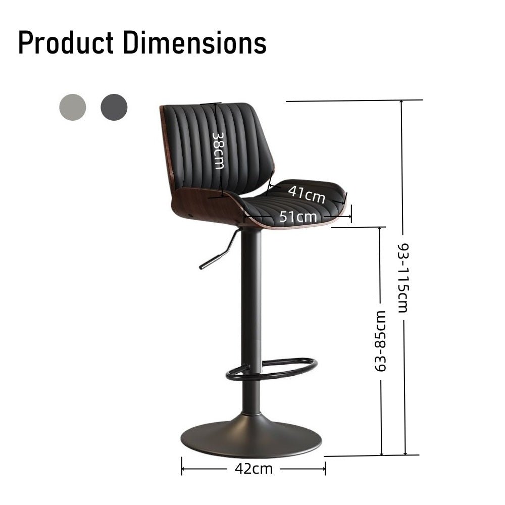 SERENITà European Wooden Modern Bar Stools Bistro Stool with Rotating and Aerodynamic Multi-levelled(Black) — image 4