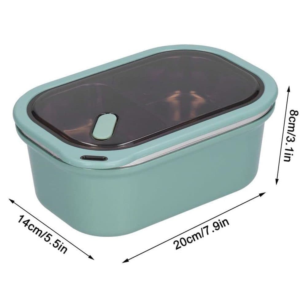 Stainless steel lunch box 1200ml with spoon, double layer 2 compartments leak-proof, 304 stainless steel, Green — image 4