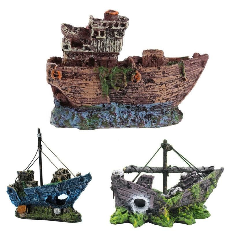 Aquarium Fish Tank Boat Ornament Pirate Ships Resin Landscape Underwater Decor - A080 Ship โ image 3